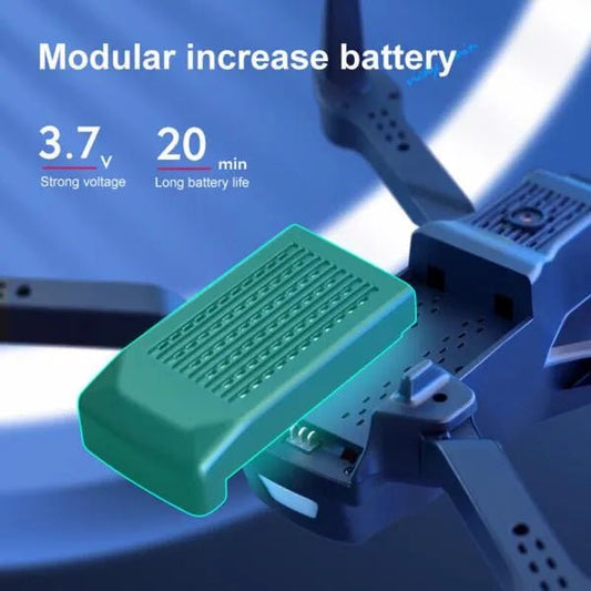 Green battery pack with text on voltage and life on a blue background