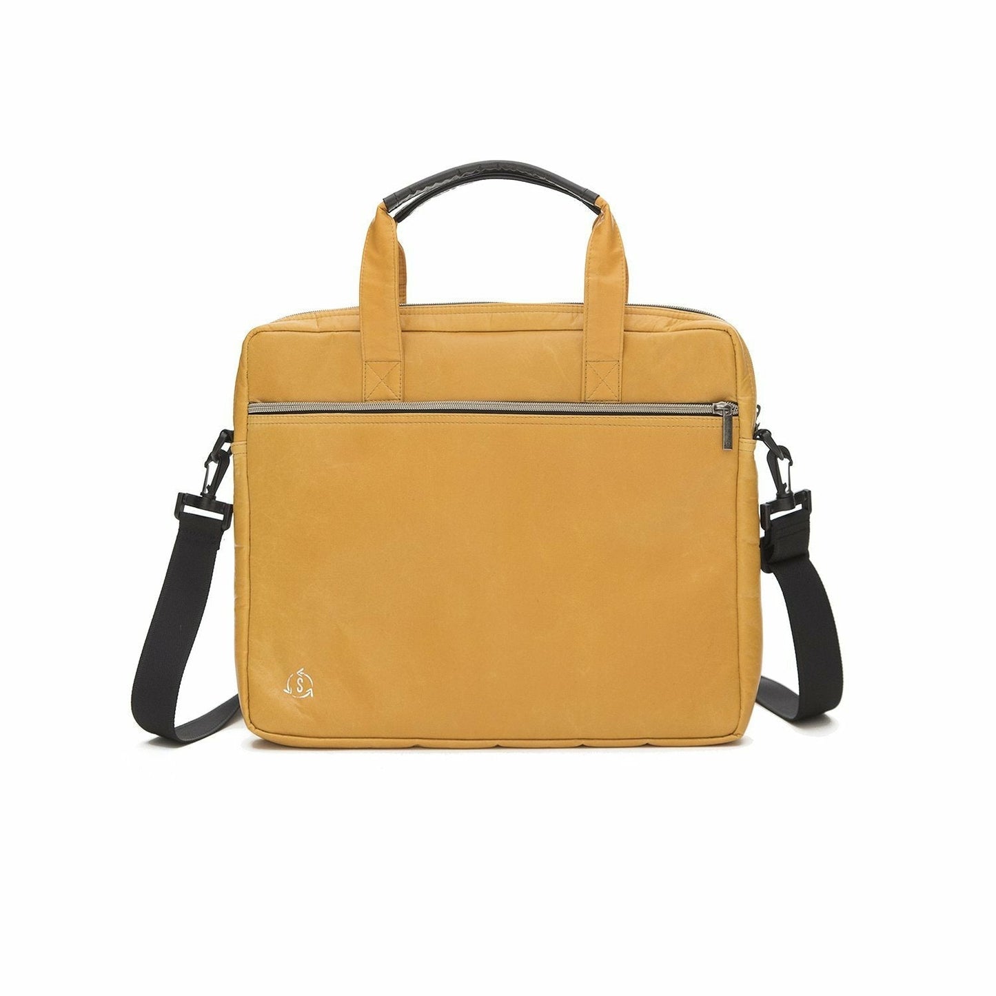Leader Laptop Bag 100% recycled content, vegan leather - Mustard/Black