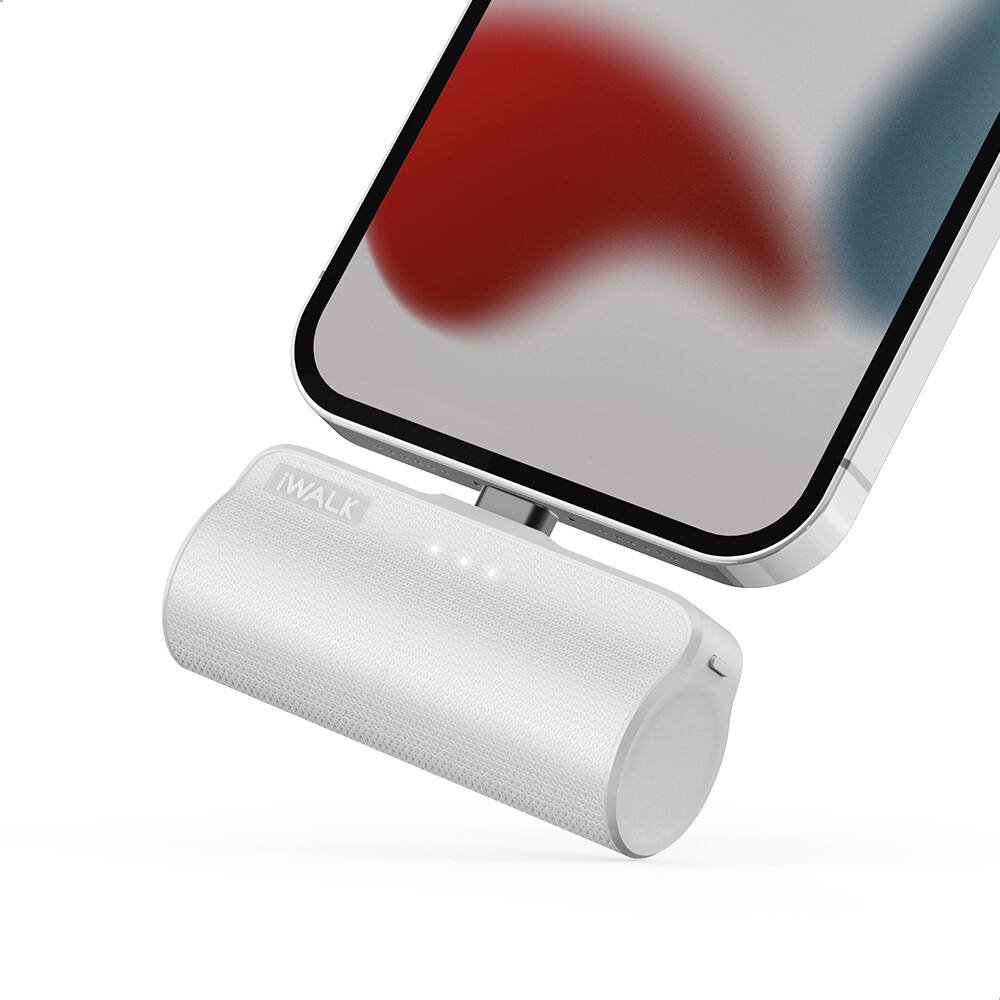 White portable charger with phone stand on a white background