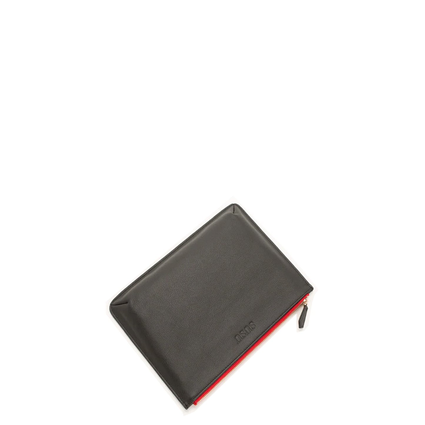 Black and red pouch on a white background