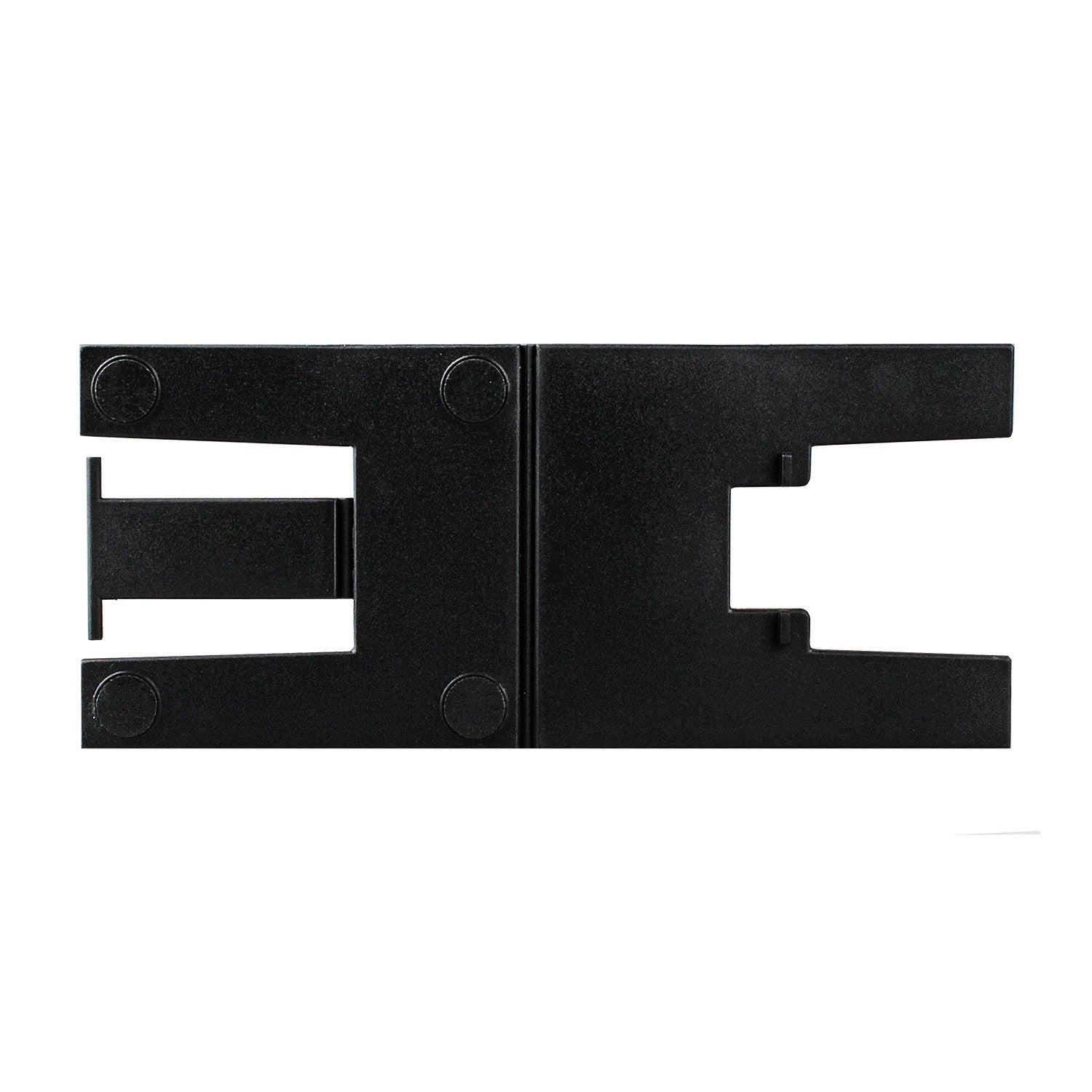 Black metal bracket on a white background