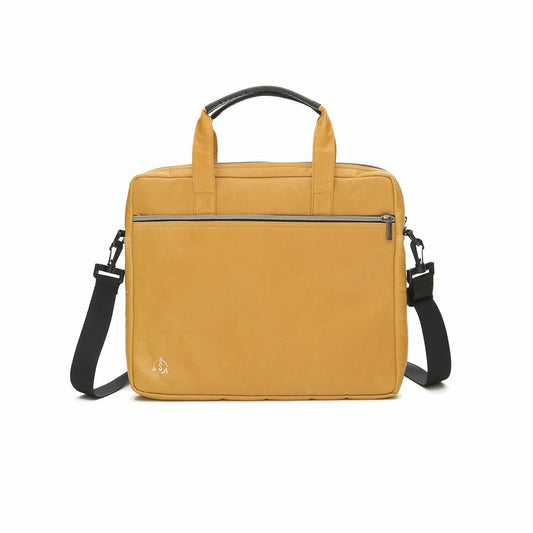 Leader Laptop Bag made from 100% recycled content and vegan leather - Mustard/Black - Reby Bazaar