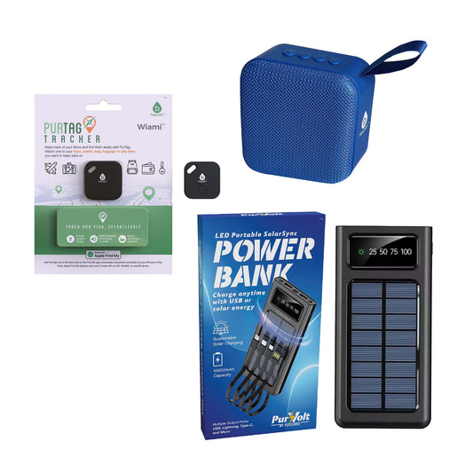 Wireless Speaker, Solarsync Power Bank, Purtag Tracker Bundle