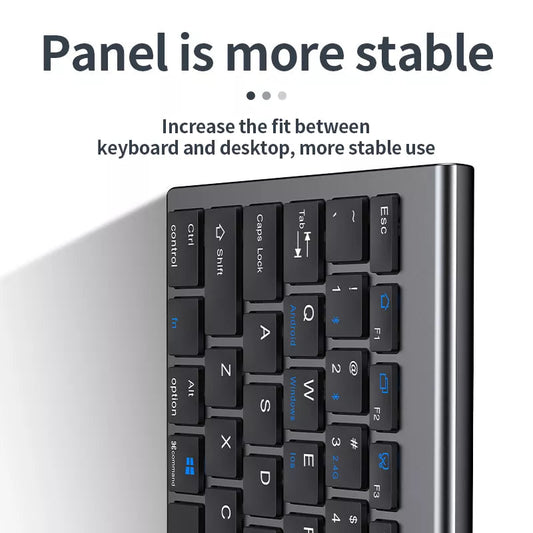 Close-up of a keyboard with text highlighting panel stability