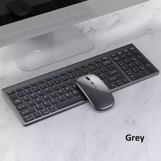 High quality 2.4G Bluetooth, Wireless, Rechargeable Mouse and Keyboard Combos - Silver/Black/Gray - Reby Bazaar