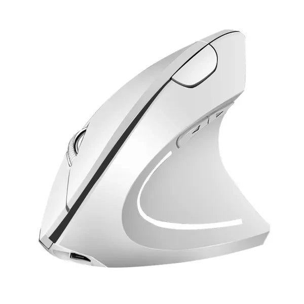 White ergonomic mouse on a white background