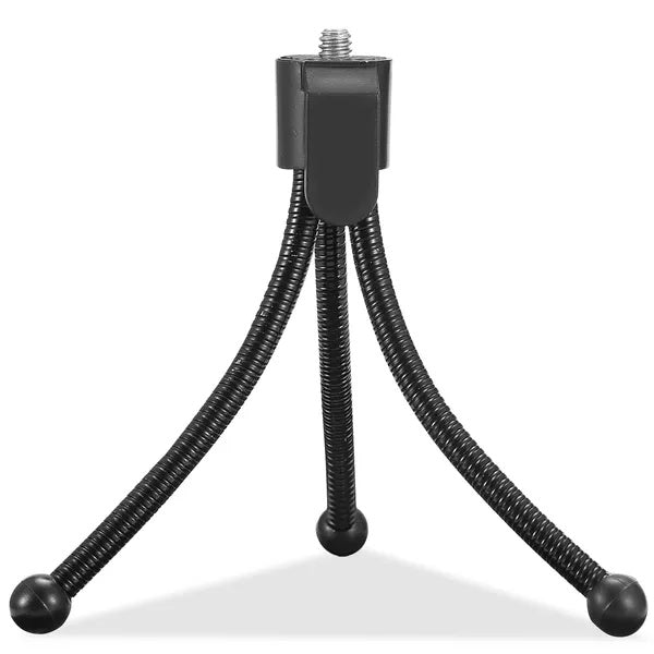 Black flexible tripod stand on a white background